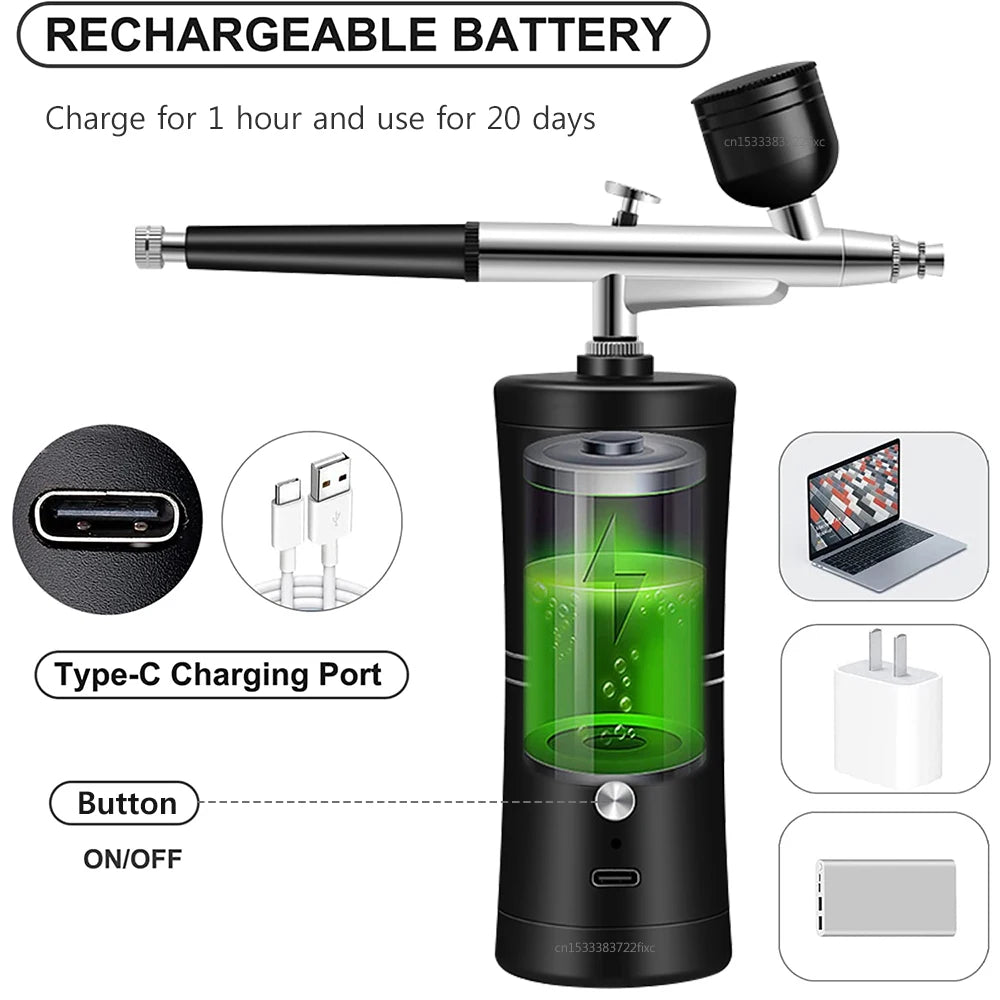 Airbrush with Compressor Airbrush Painting Mini Spray Gun for Painting Wireless Electric Paint Gun Airbrush Kit with Compressor