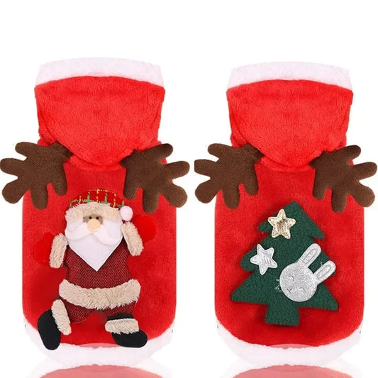 Christmas Clothes - Elk Santa Claus Hoodie for Small Medium Dogs