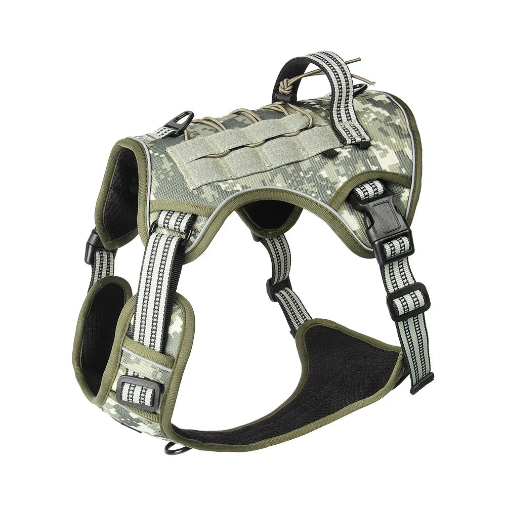 Tactical Reflective Dog Harness – No Pull, Adjustable