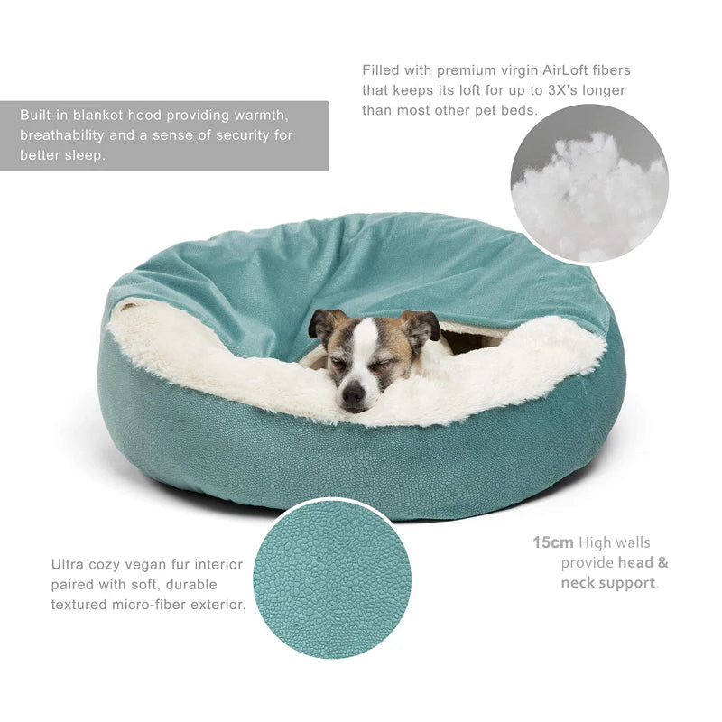 Orthopedic Dog Bed with Hooded Blanket - Vancouver Winter Essential