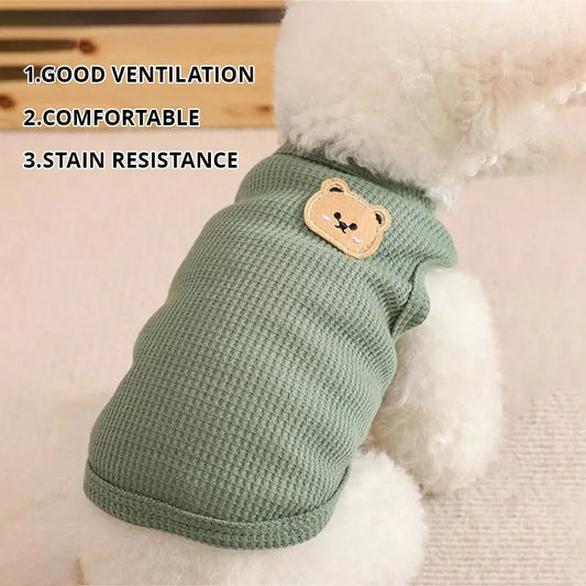 Green Bear Vest Dog T-Shirt - Breathable Summer Pet Clothing