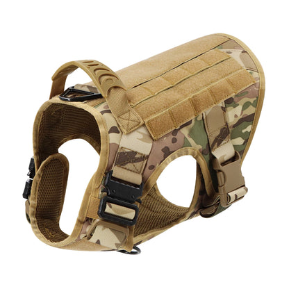 Tactical Dog Vest Harness with Leash & Molle Pouches – Adjustable