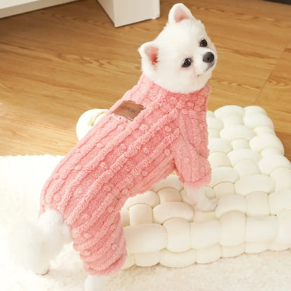 Cozy Fleece Dog Pajamas – Autumn & Winter Jumpsuit for Small Dogs