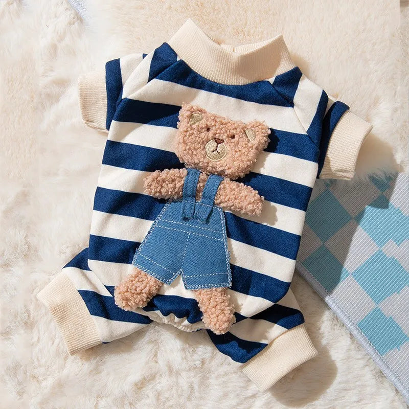 Cozy Cotton Dog Pajamas – Warm Winter Overalls for Small Dogs