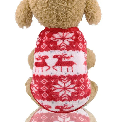 Christmas Clothes - Elk Santa Claus Hoodie for Small Medium Dogs
