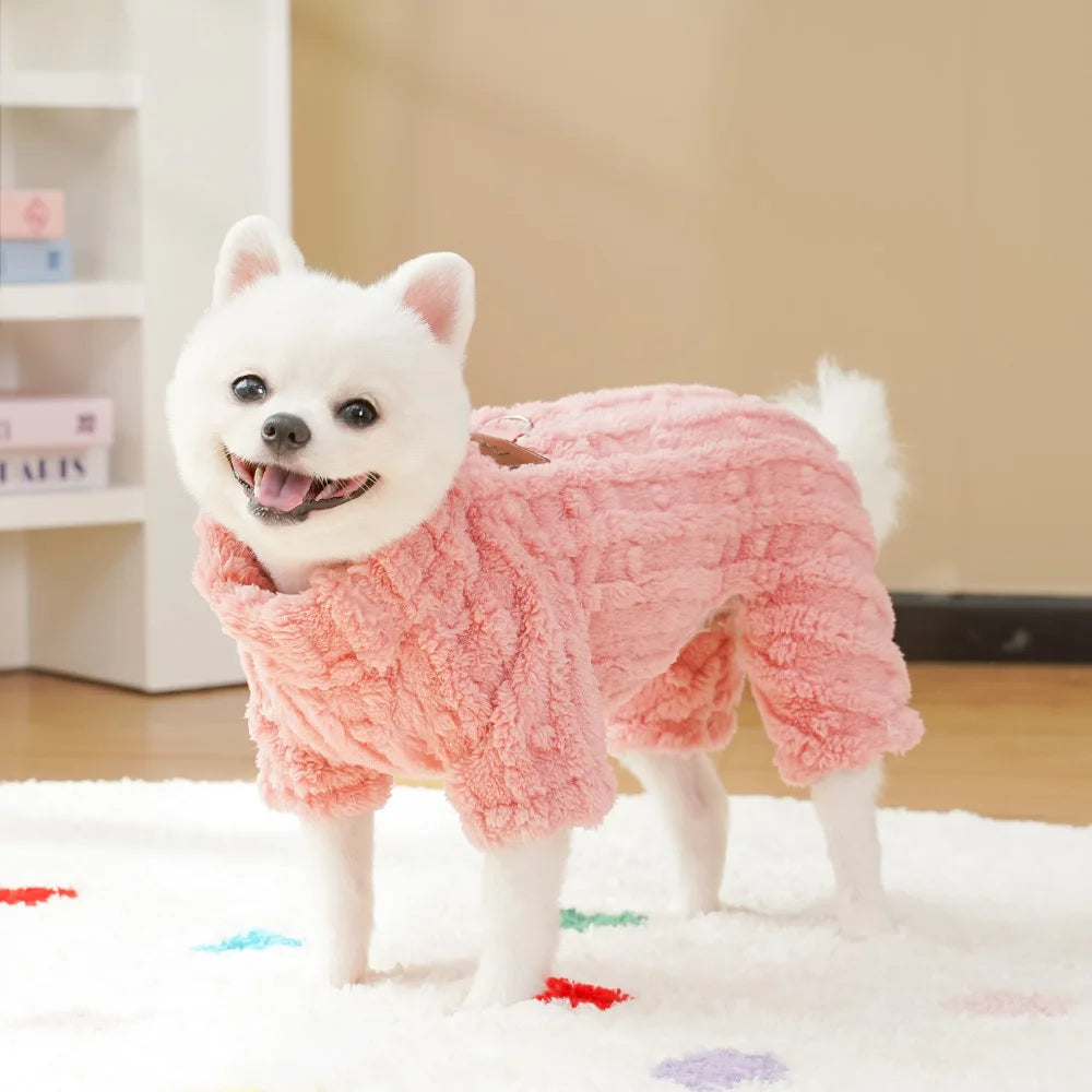 Cozy Fleece Dog Pajamas – Autumn & Winter Jumpsuit for Small Dogs