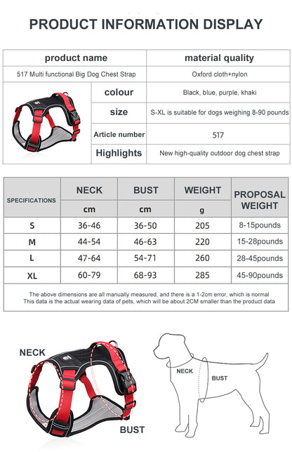 Reflective Tactical Vest Harness – Waterproof for Medium & Large Dogs