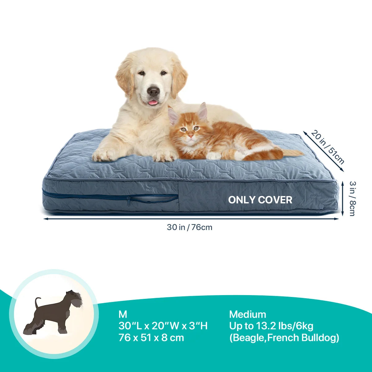 Orthopedic Dog Bed Cover – Washable & Quilted