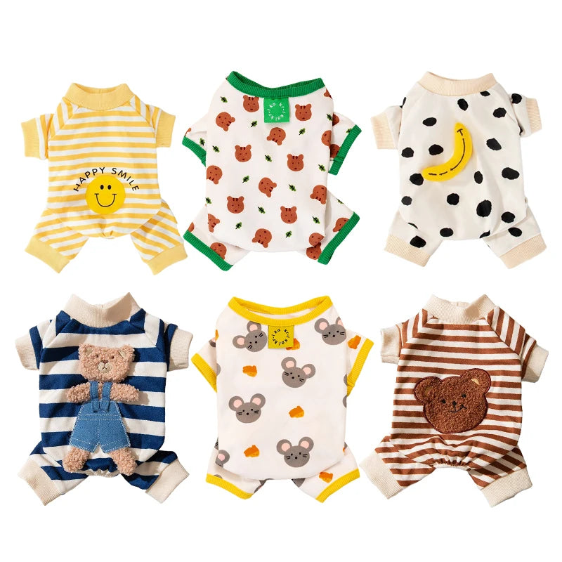 Cozy Cotton Dog Pajamas – Warm Winter Overalls for Small Dogs