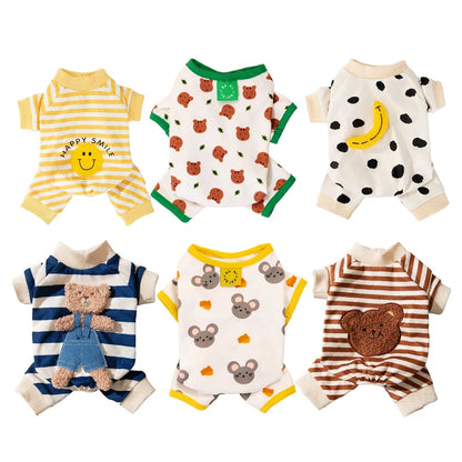 Cozy Cotton Dog Pajamas – Warm Winter Overalls for Small Dogs
