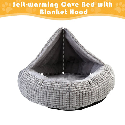 Cozy Hooded Donut Dog Bed – Orthopedic & Calming