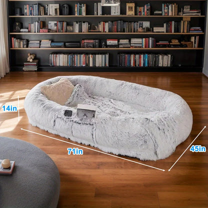 Human Dog Bed – Oversized Faux Fur Bed for People & Pets