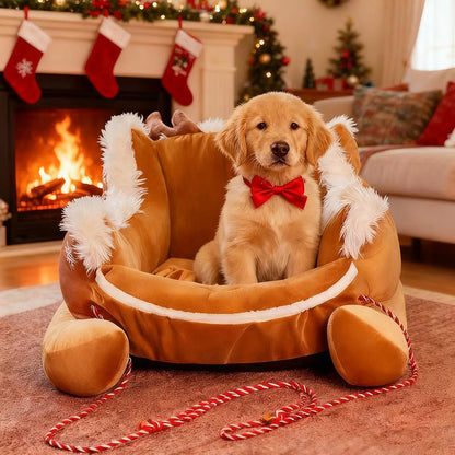 Christmas Plush Bed - Sled Design Winter Warming Bed for Dogs