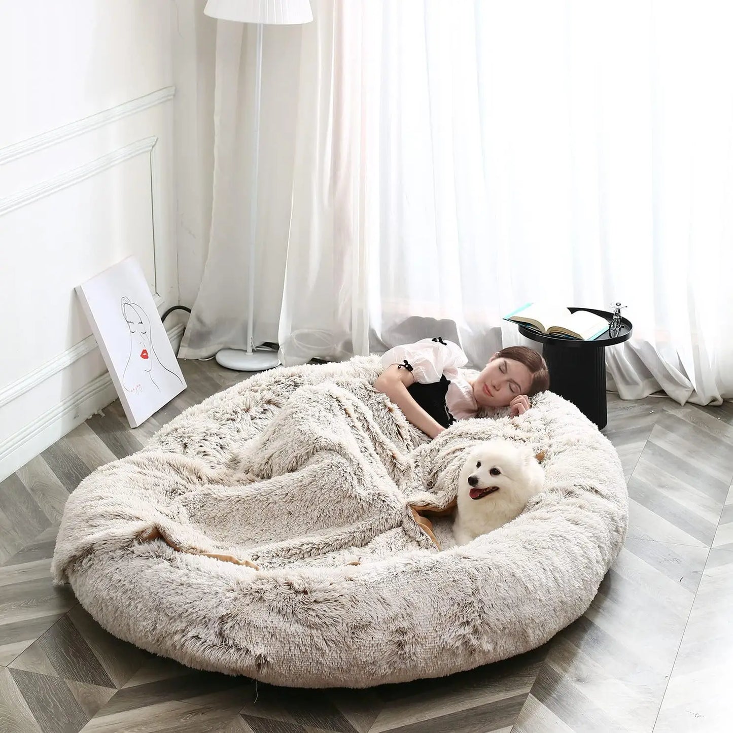 Human Dog Bed – Oversized Faux Fur Bed for People & Pets