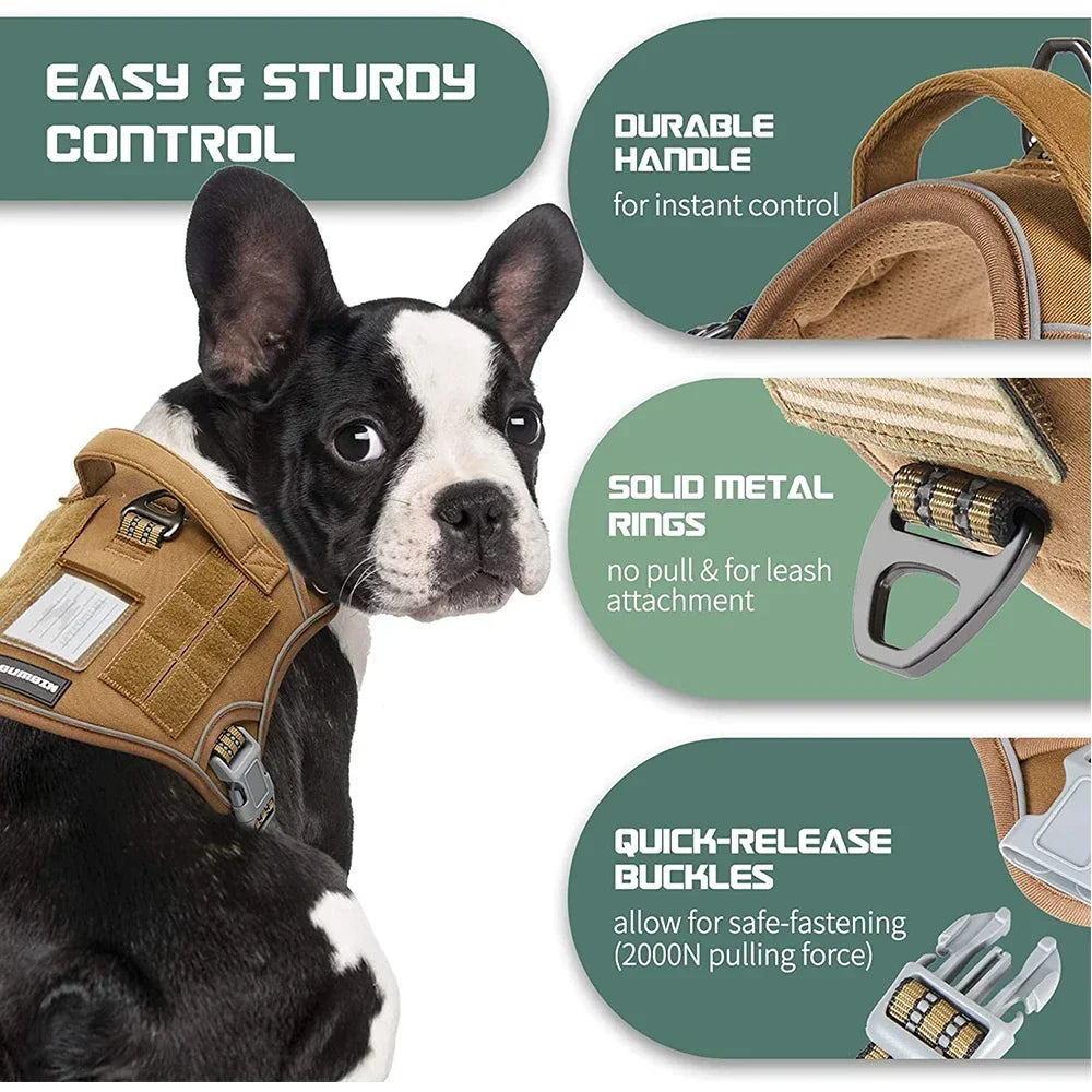 No-Pull Tactical Dog Harness – Reflective & Adjustable