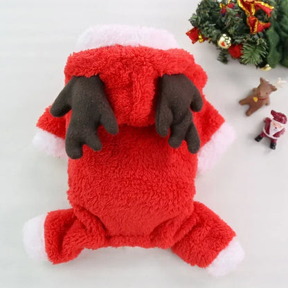 Christmas Clothes - Elk Santa Claus Hoodie for Small Medium Dogs