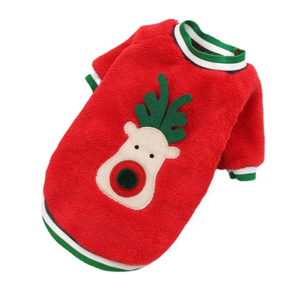 Christmas Clothes - Elk Santa Claus Hoodie for Small Medium Dogs