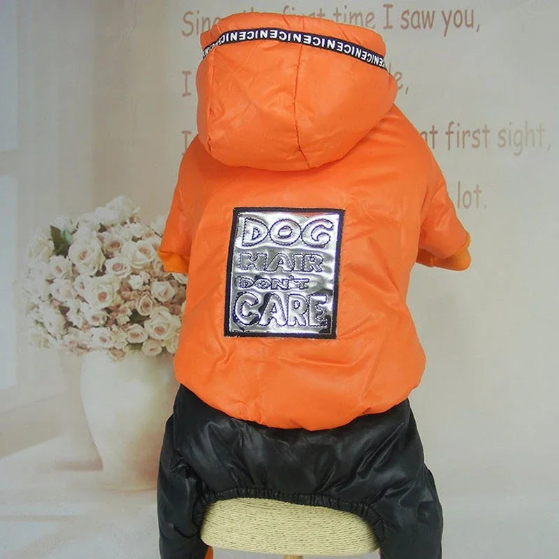 Spandex Dog Jumpsuit – Stylish Letter Print Down Jacket