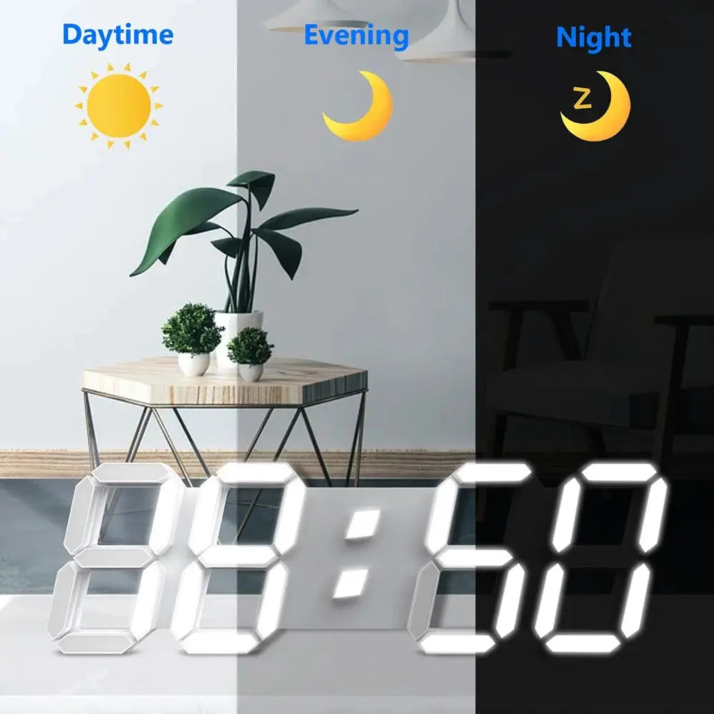 3D LED Digital Clock Luminous Fashion Wall Clock Multifunctional Creative USB Plug in Electronic Clock Home Decoration