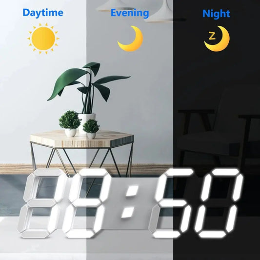 3D LED Digital Clock Luminous Fashion Wall Clock Multifunctional Creative USB Plug in Electronic Clock Home Decoration