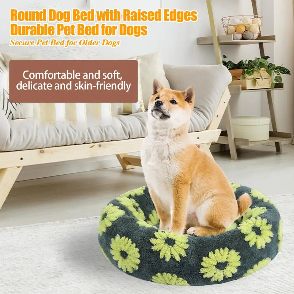 Raised Edge Donut Dog Bed – Plush & Anti-Slip