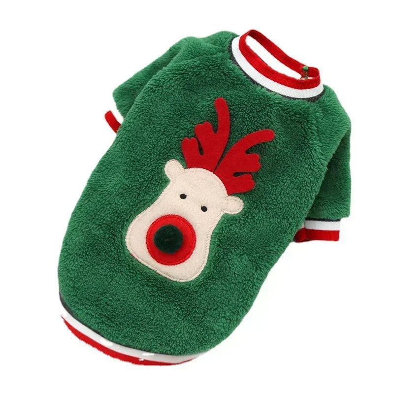 Christmas Clothes - Elk Santa Claus Hoodie for Small Medium Dogs