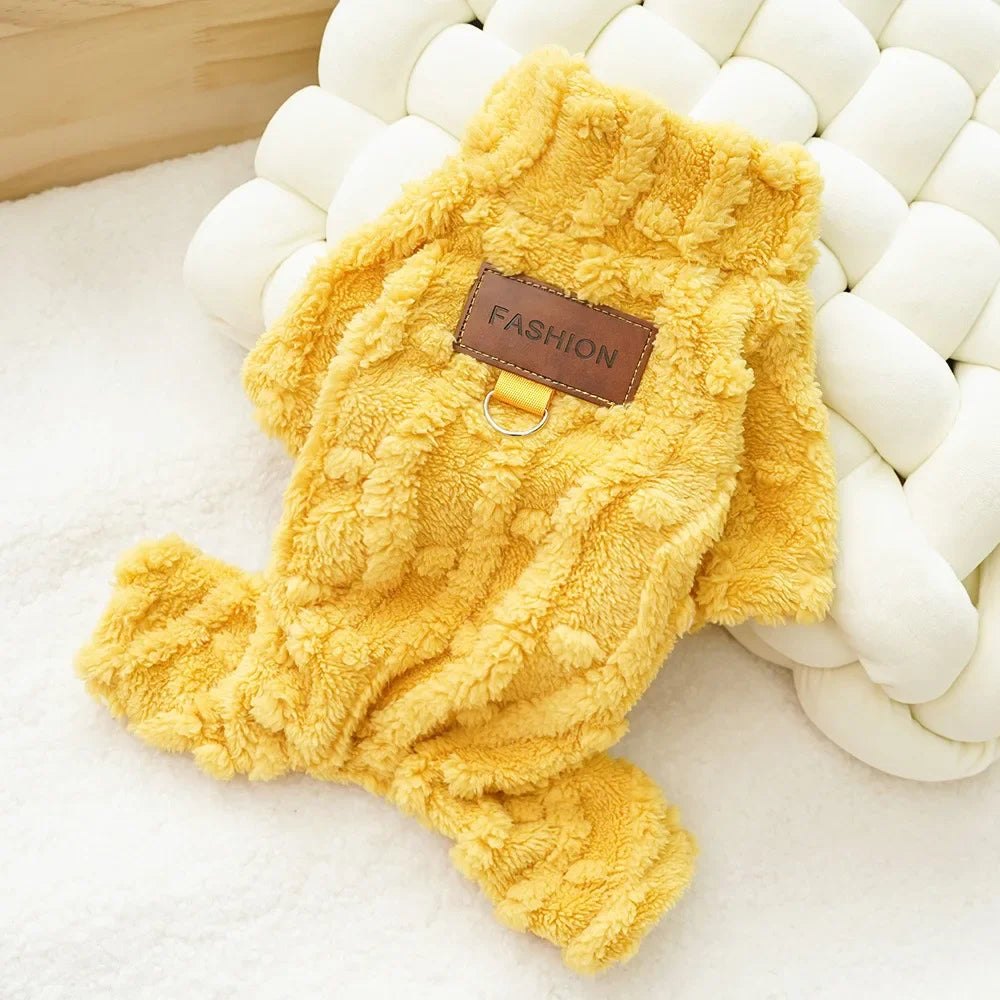 Cozy Fleece Dog Pajamas – Autumn & Winter Jumpsuit for Small Dogs