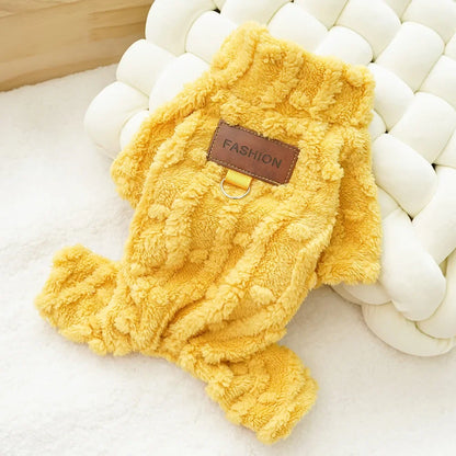 Cozy Fleece Dog Pajamas – Autumn & Winter Jumpsuit for Small Dogs