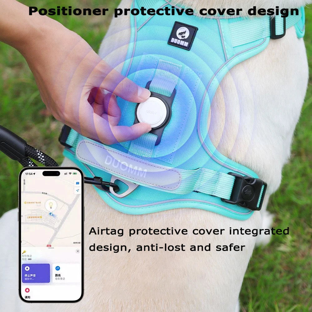 Tactical Dog Harness with AirTag Holder – No Pull, Reflective, Heavy Duty Vest