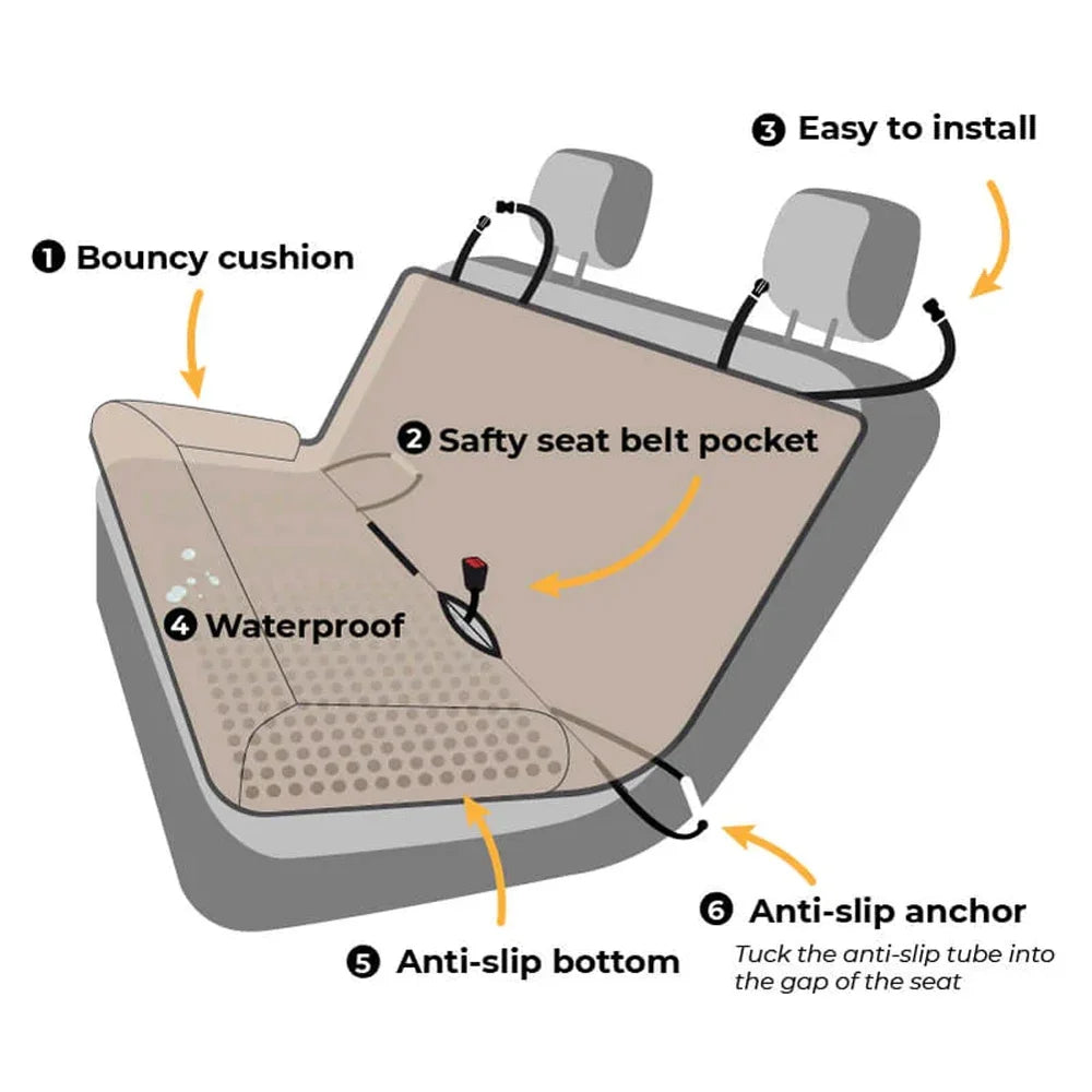 Waterproof Dog Car Seat Cover Bed – Travel Protector with Safety & Comfort