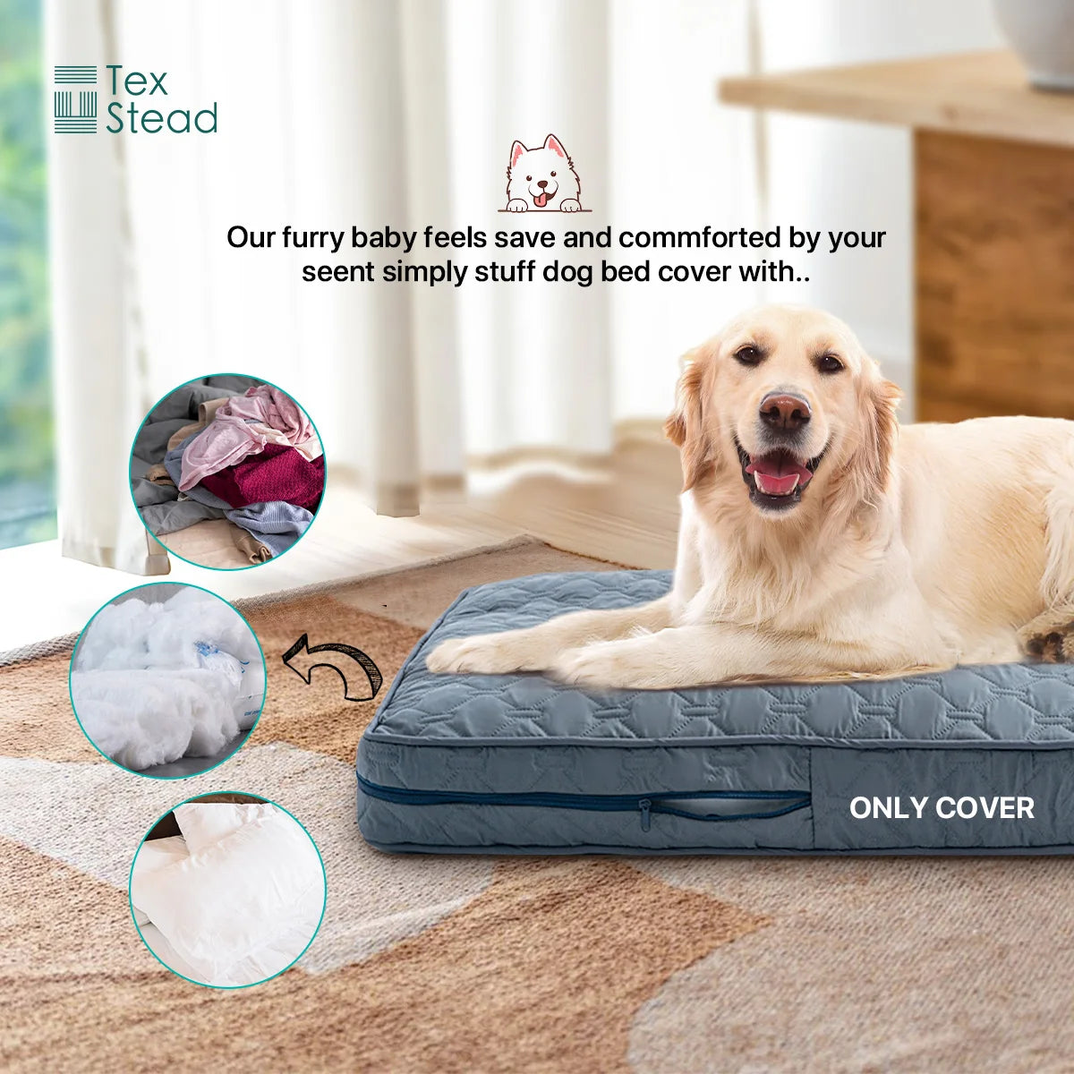 Orthopedic Dog Bed Cover – Washable & Quilted