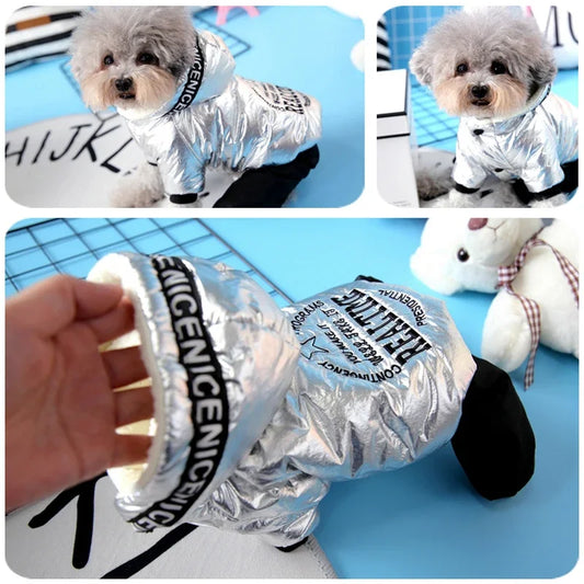 Spandex Dog Jumpsuit – Stylish Letter Print Down Jacket