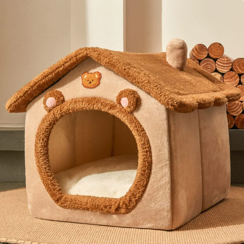 Winter Warm Pet House – Cozy Dog & Cat Bed Nest with Mat