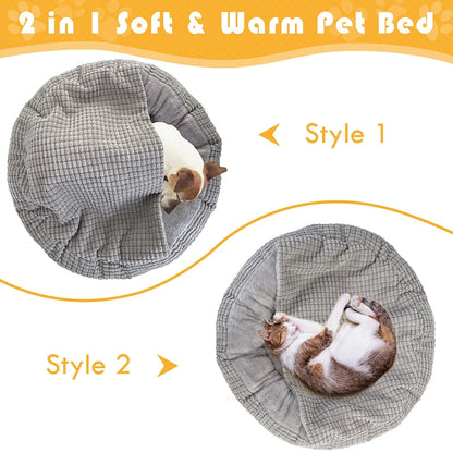 Cozy Hooded Donut Dog Bed – Orthopedic & Calming