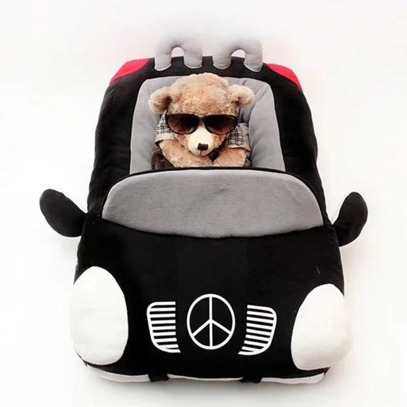 Car-Shaped Luxury Pet Bed – Warm Sofa Nest for Dogs & Cats with Cushion Mat
