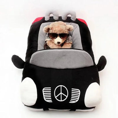 Car-Shaped Luxury Pet Bed – Warm Sofa Nest for Dogs & Cats with Cushion Mat