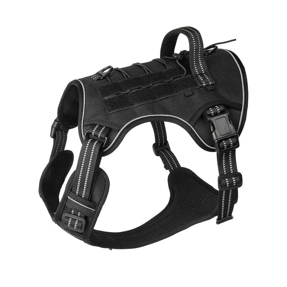 Tactical Reflective Dog Harness – No Pull, Adjustable