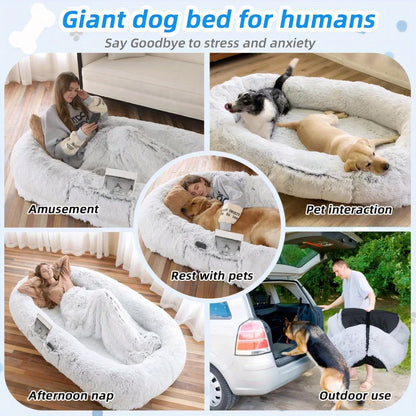 Human Dog Bed – Oversized Faux Fur Bed for People & Pets