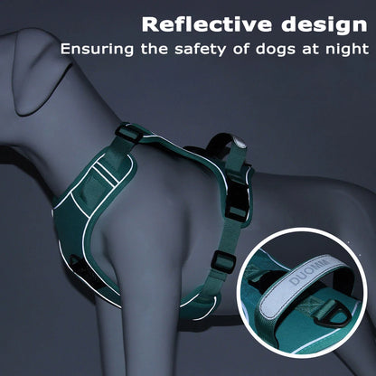 Tactical Dog Harness with AirTag Holder – No Pull, Reflective, Heavy Duty Vest