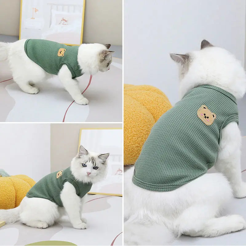 Green Bear Vest Dog T-Shirt - Breathable Summer Pet Clothing