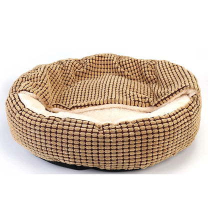 Cozy Hooded Donut Dog Bed – Orthopedic & Calming