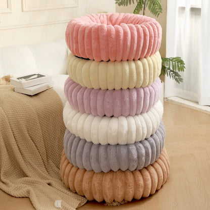 Round Plush Dog Donut Bed– Warm & Comfy