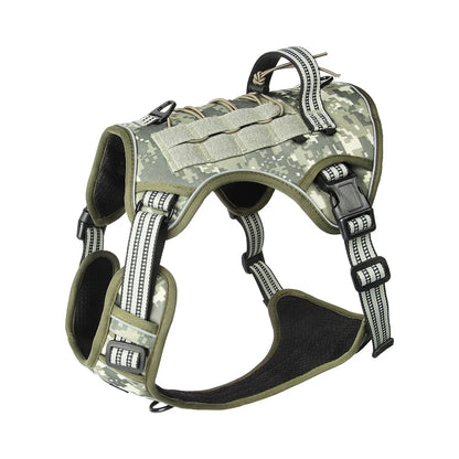 Tactical Reflective Dog Harness – No Pull, Adjustable