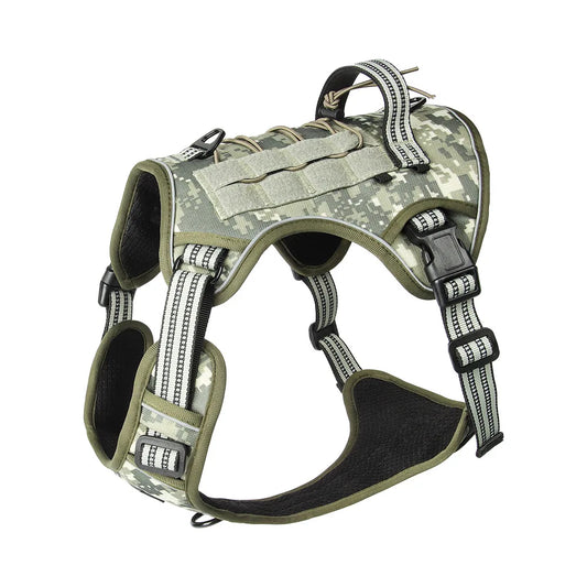 Tactical Reflective Dog Harness – No Pull, Adjustable