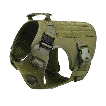 Tactical Dog Vest Harness with Leash & Molle Pouches – Adjustable