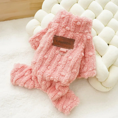 Cozy Fleece Dog Pajamas – Autumn & Winter Jumpsuit for Small Dogs
