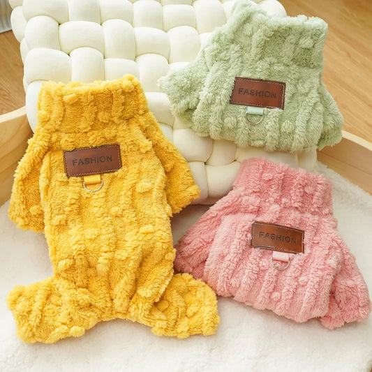 Cozy Fleece Dog Pajamas – Autumn & Winter Jumpsuit for Small Dogs