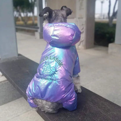 Spandex Dog Jumpsuit – Stylish Letter Print Down Jacket
