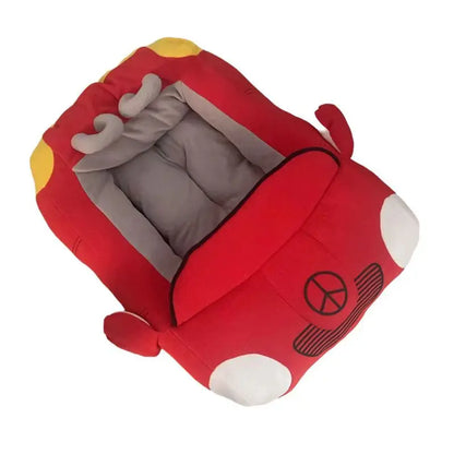 Car-Shaped Luxury Pet Bed – Warm Sofa Nest for Dogs & Cats with Cushion Mat