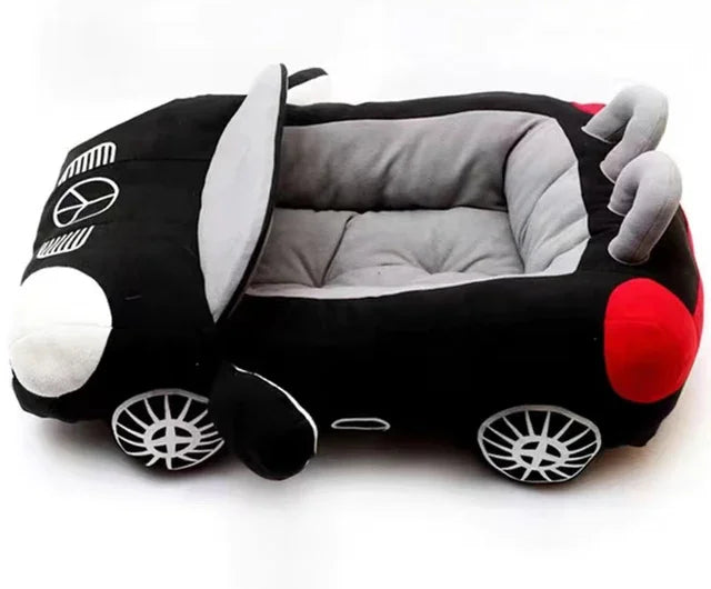 Car-Shaped Luxury Pet Bed – Warm Sofa Nest for Dogs & Cats with Cushion Mat